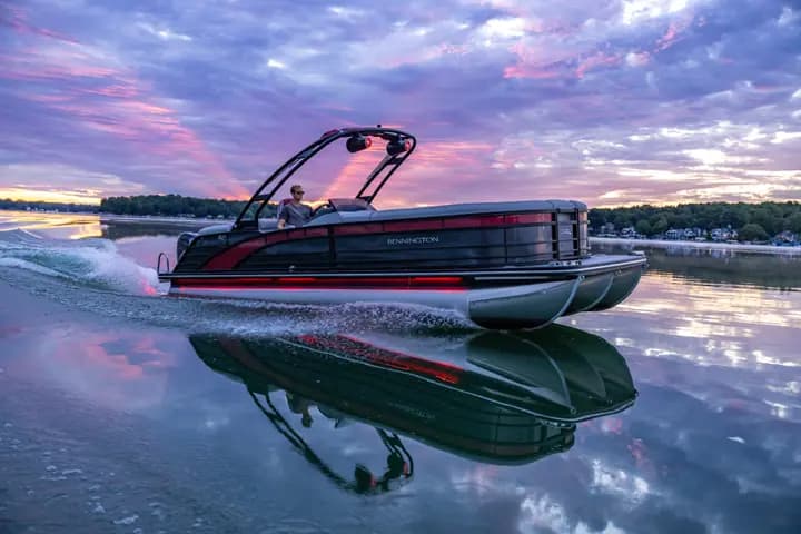 Pontoon lifestyle image on open water