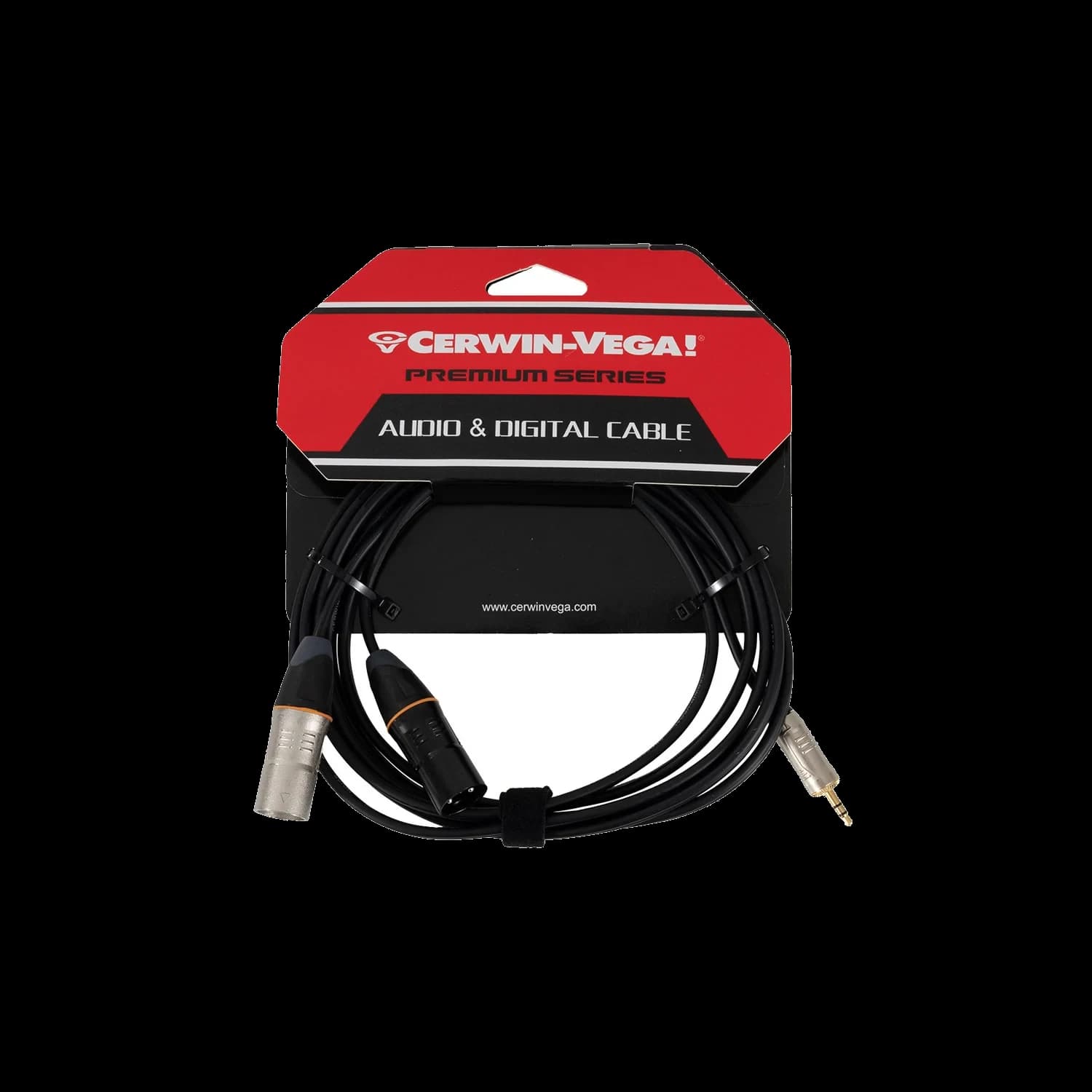 CBL35MMDXLR10 - 3.5MM STEREO MALE TO DUAL XLR MALES (10 FT)