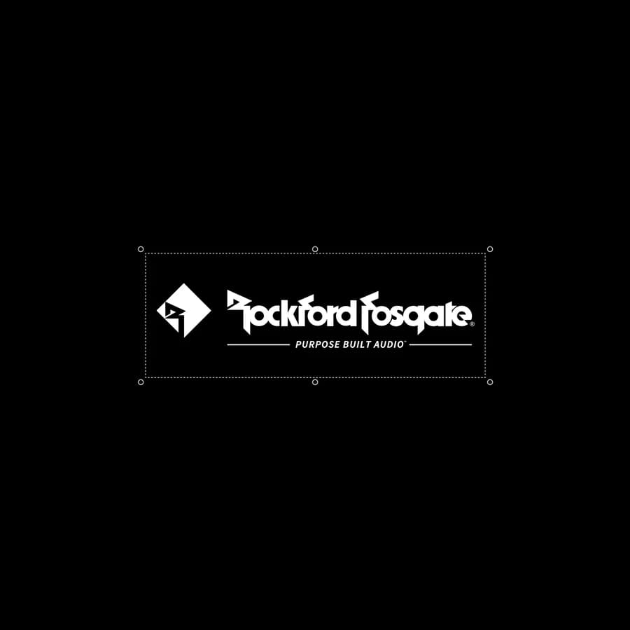 2-ft x 5-ft Black Vinyl Banner w/ White Logo