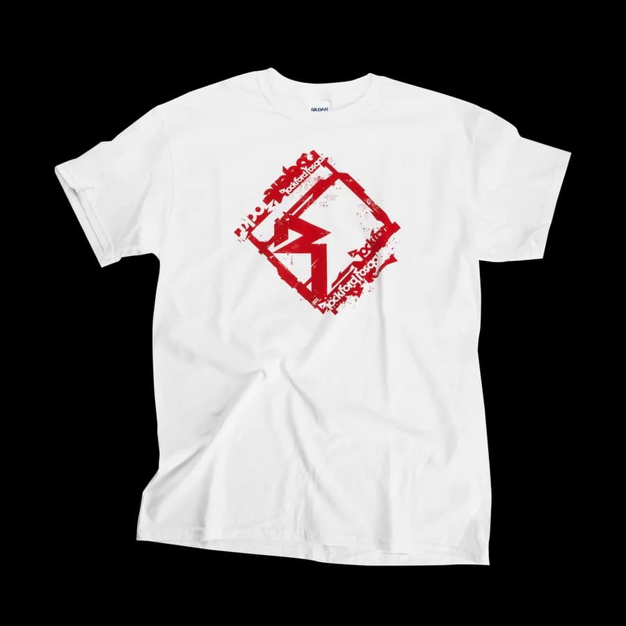 White T-Shirt w/ Red and Black RF Graphic (L)