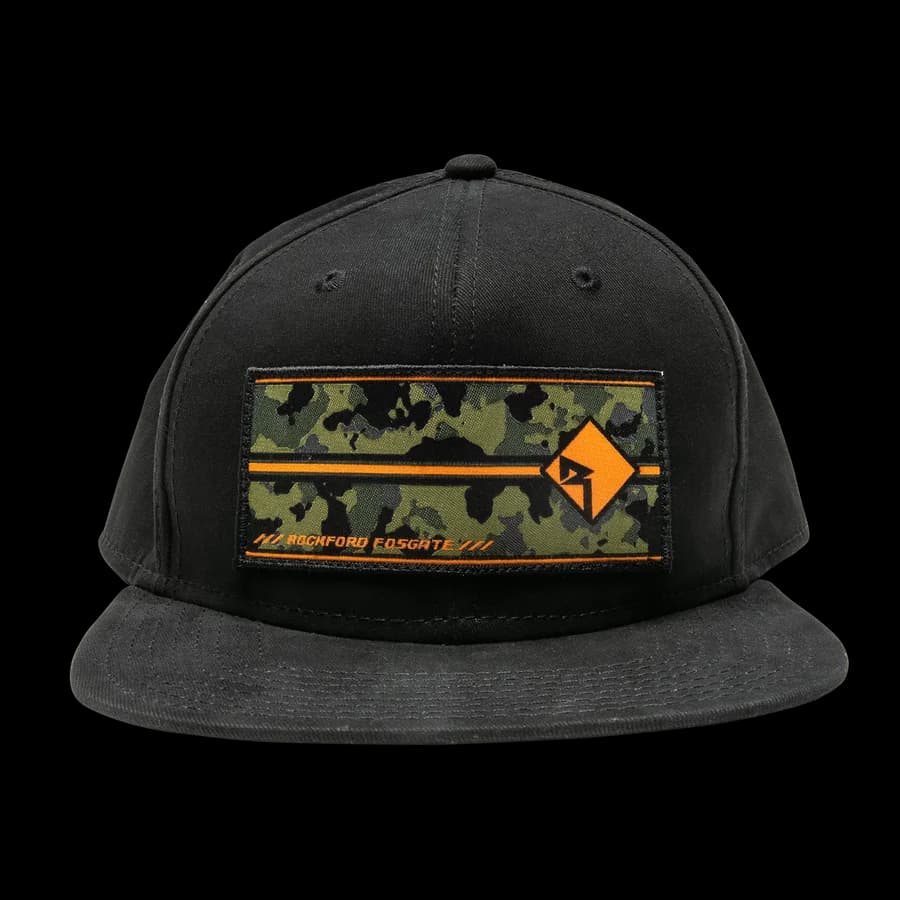 Black Snapback Hat w/ Camo RF Graphic