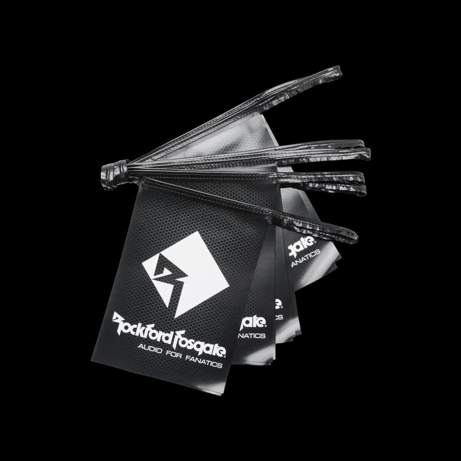 25' Black Pennants w/ White Rockford Fosgate Logo