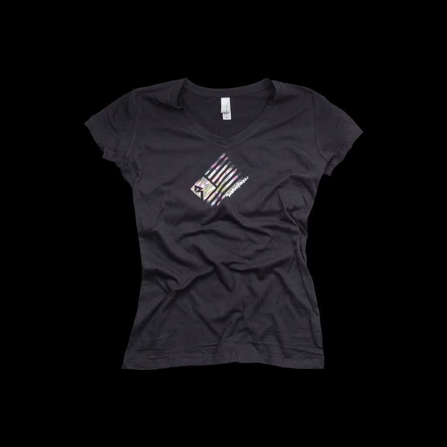 Womens Black T-Shirt w/ Camo Flag Graphic (S)