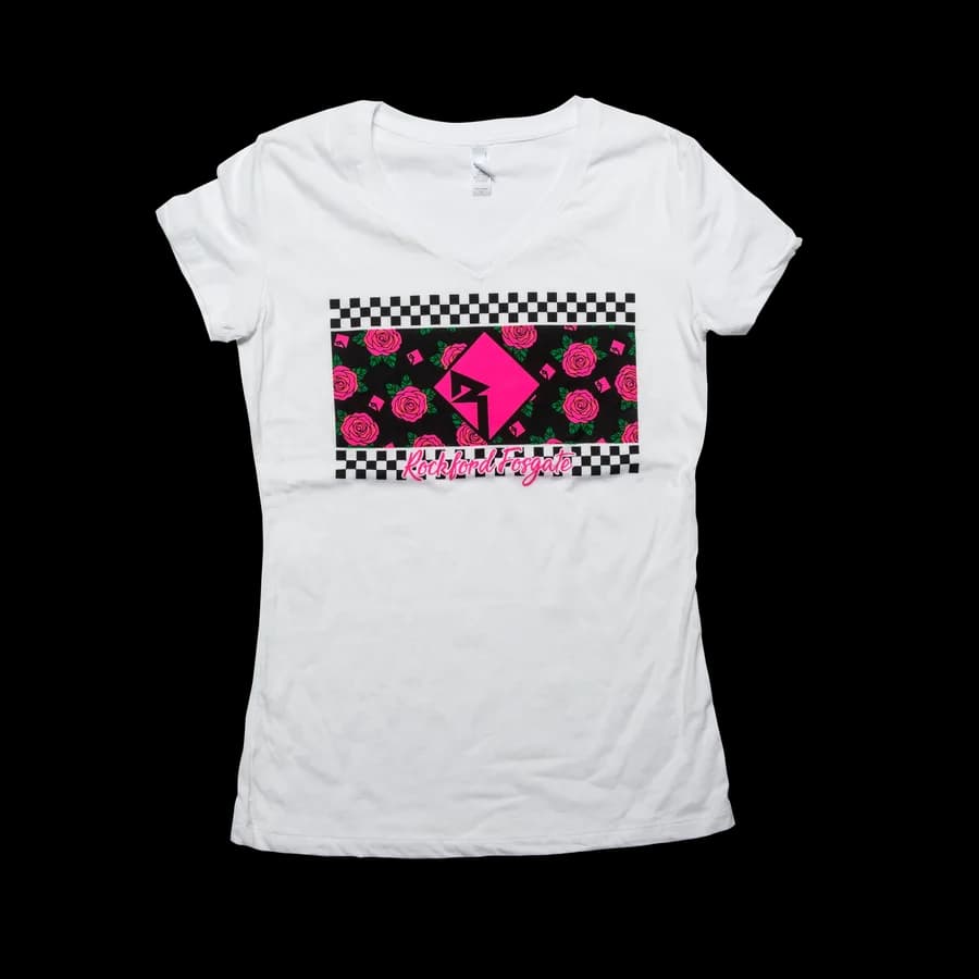 White Ladies T-Shirt w/ Rose Graphic-L