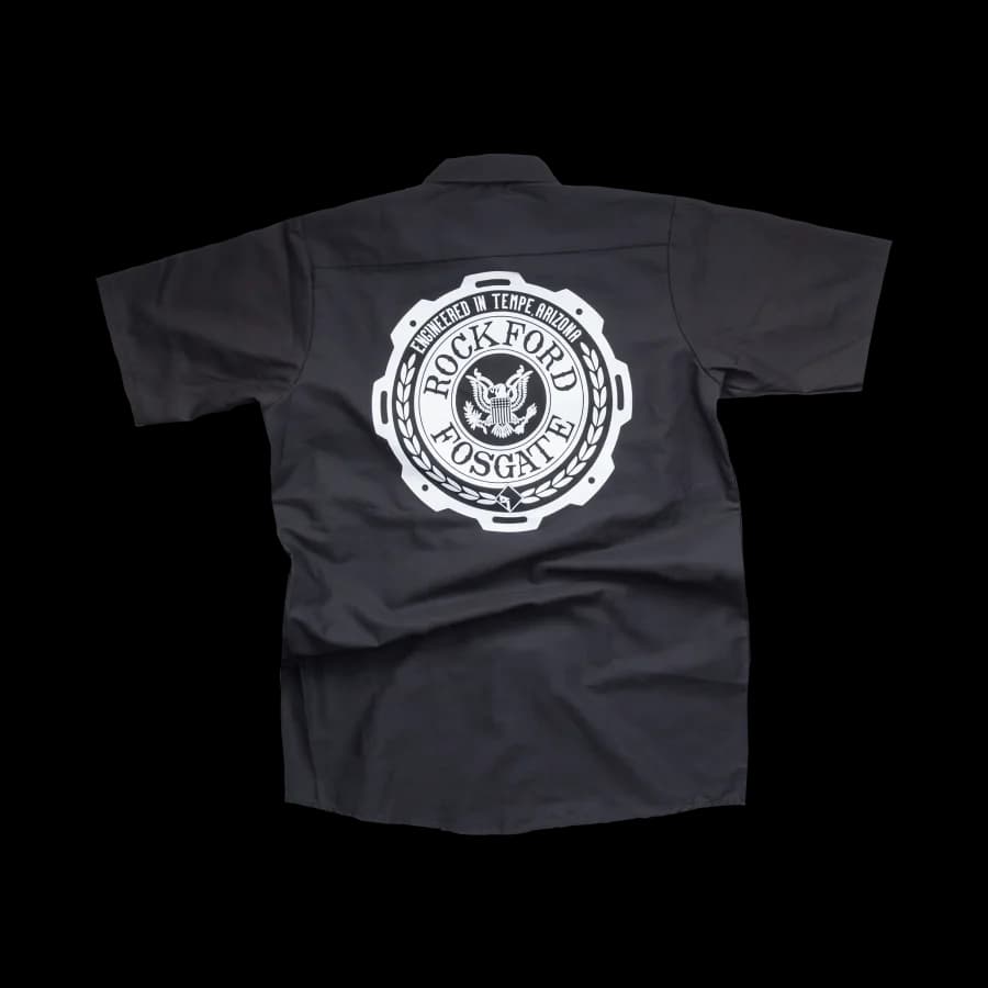 Black Button Down Camp Shirt w/ White RF Graphic (L)