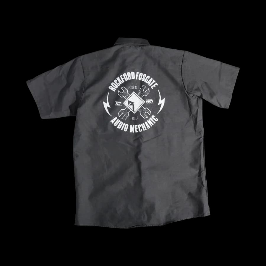 Black Button Down Camp Shirt w/ White RF Graphic-L