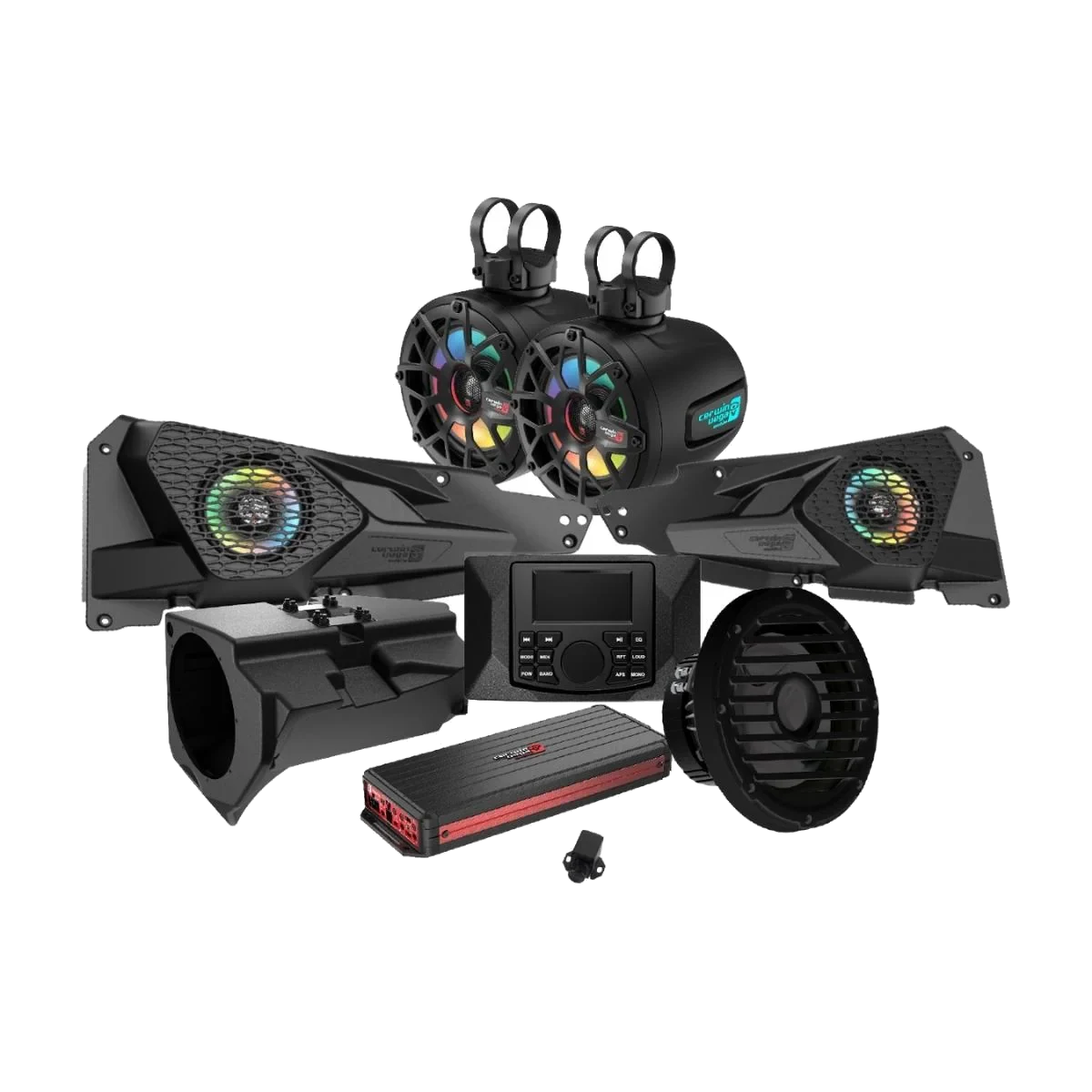 2014+ RZR XP Complete Audio Kit with 6 Ch Digital Amplifier, CMR3 Media Audio Player, 6.5” 2-Way Tower Speaker System and 10” Sealed Marine Subwoofer - RPMRZRKD23