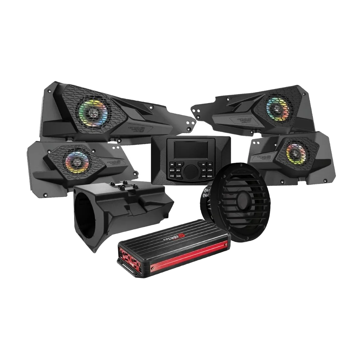 2014+ RZR XP Complete Audio Kit with 6 Ch Digital Amplifier, 10” Sealed Marine Subwoofer and CMR3 Media Audio Player - RPMRZRKD42