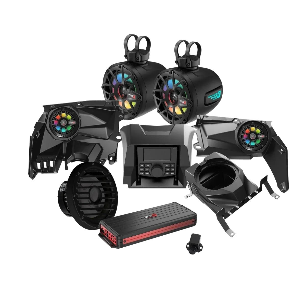 2017+ Can Am Maverick X3/X3 Max Complete Speaker Kit with 6 Ch Digital Amplifier 10” Sealed Marine Subwoofer, CMR3 Media Audio Player and 6.5” Tower Speaker System - RPMX3KD3