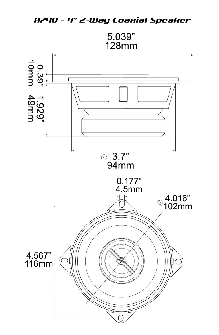 H740 - HED Series 4" 2-Way Coaxial Speakers