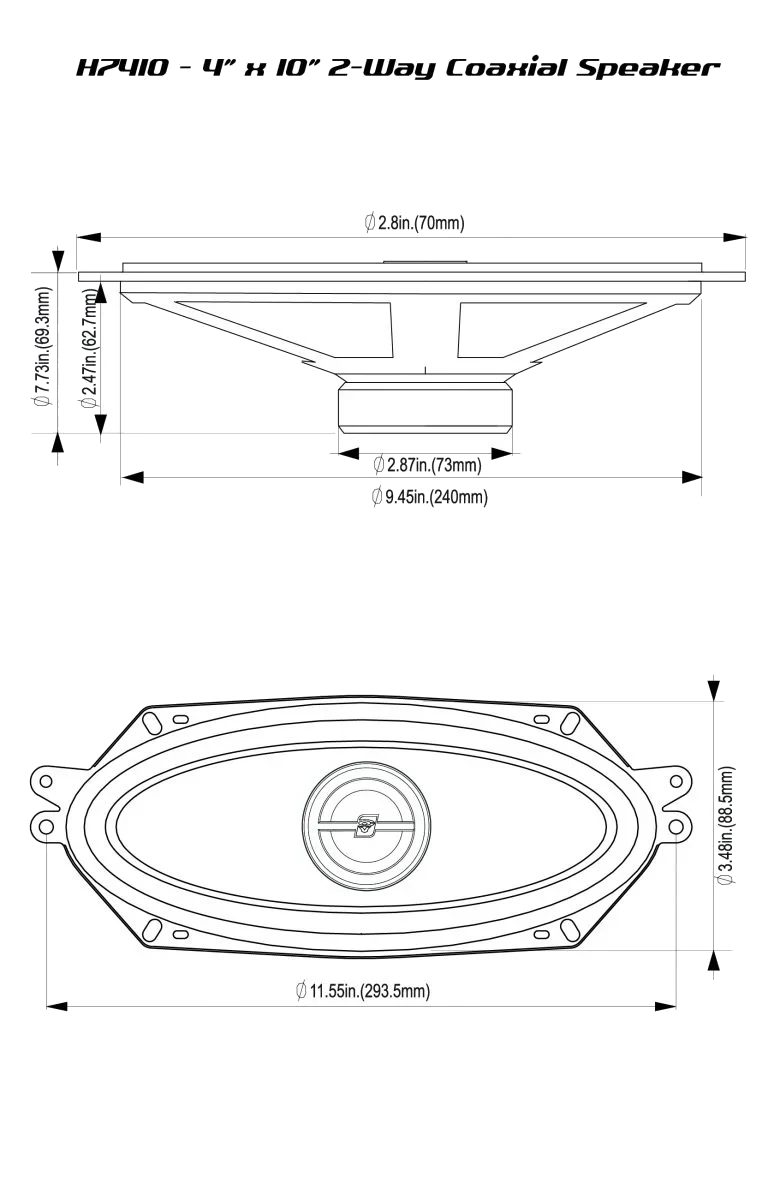 H7410 - HED Series 4"×10" 2-Way Coaxial Speakers
