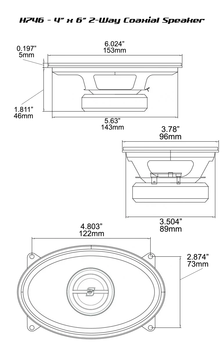 H746 - HED Series 4"X6" 2-Way Coaxial Speakers