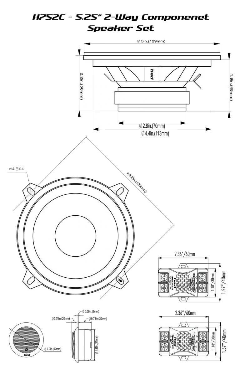 H7525C - HED Series 5.25" 2-Way Component Speakers