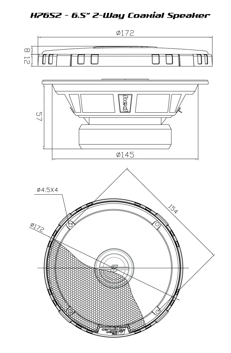 H7652 - HED Series 6.5" 2-Way Coaxial Speakers