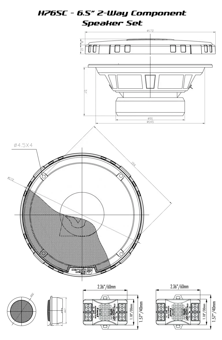 H765C - HED Series 6.5" 2-Way Component Speaker System