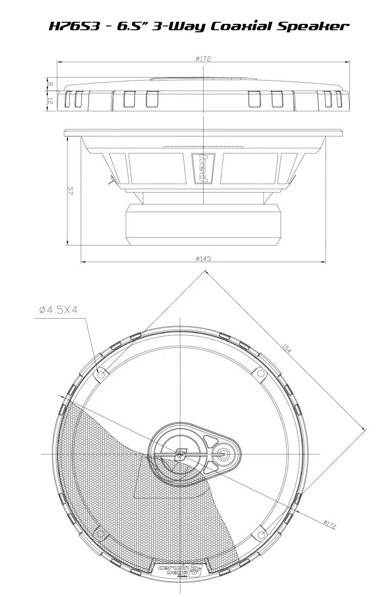 H7653 - HED Series 6.5" 3-Way Coaxial Speakers