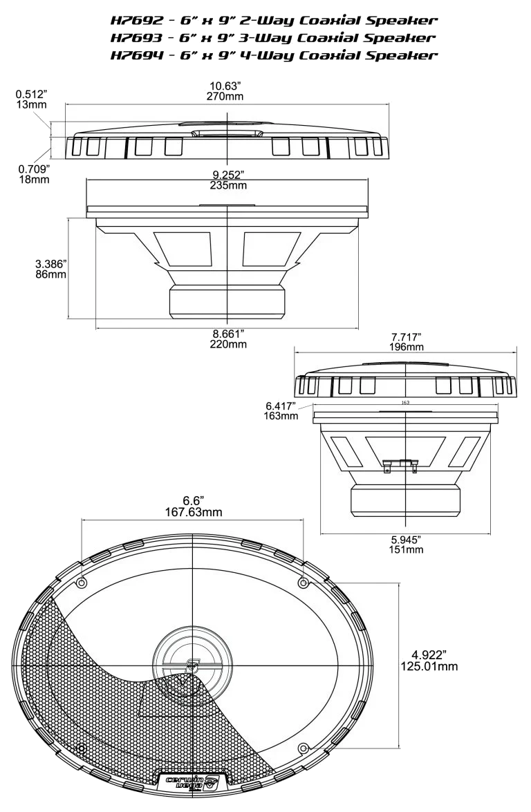 H7694 - HED Series 6"x9" 4-Way Coaxial Speakers