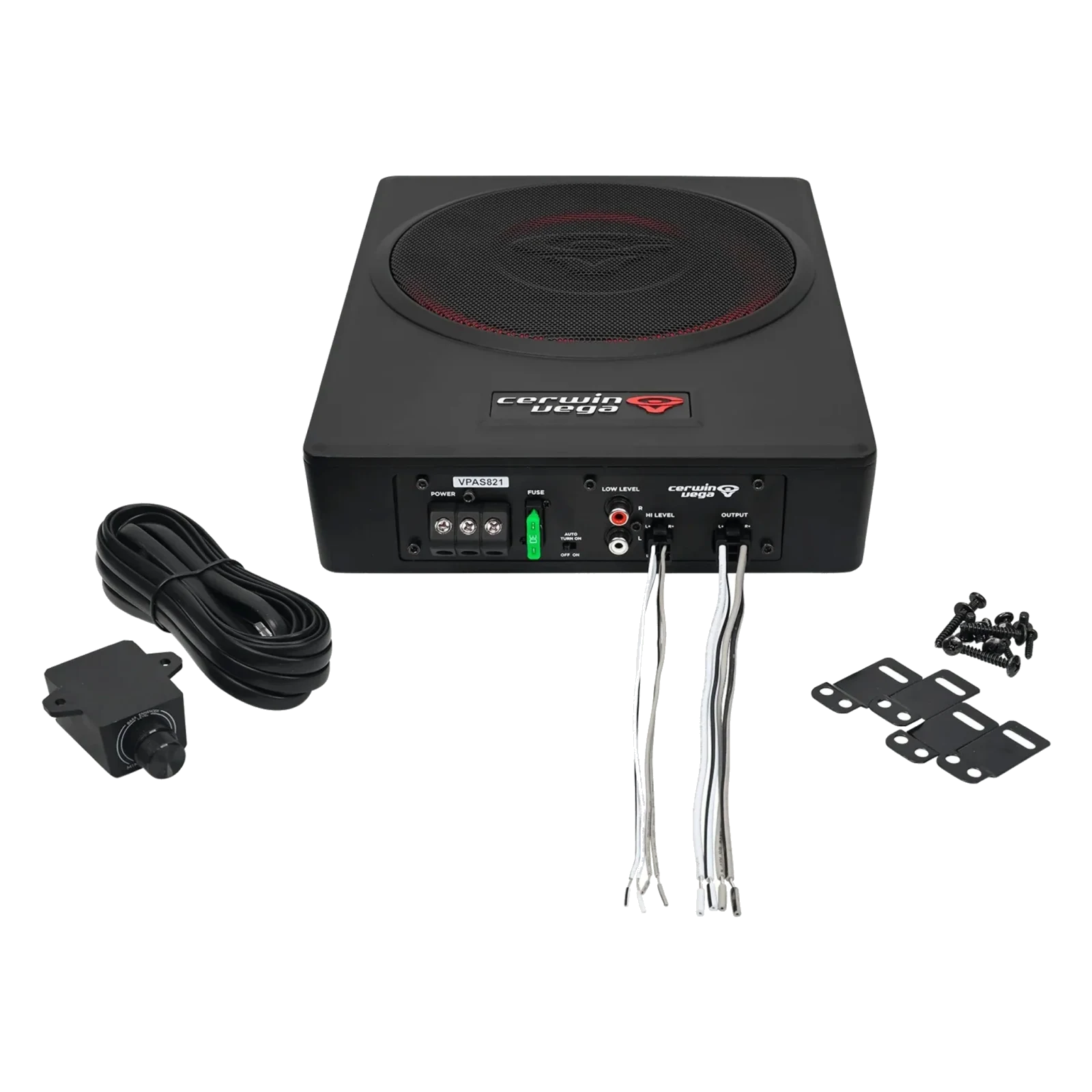 8" Powered Slim Subwoofer Enclosure with 2CH Output for Additional Speakers - VPAS821