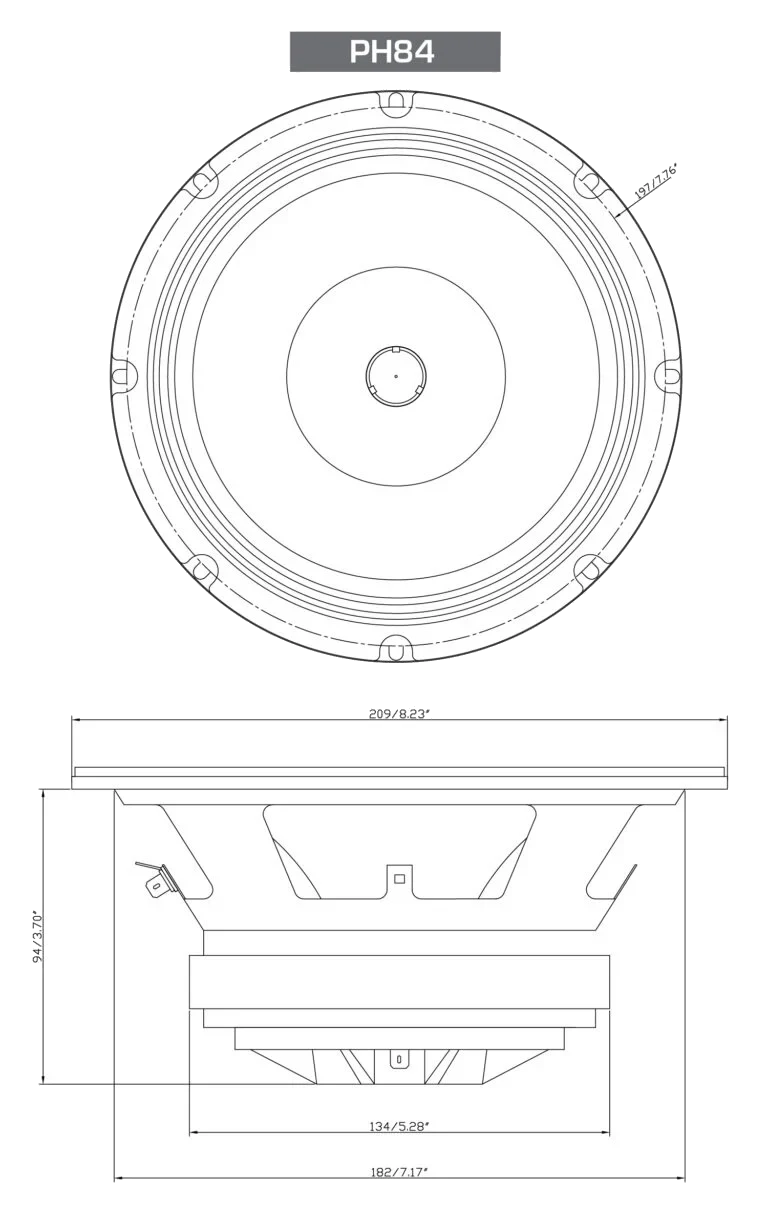 PRO Series 8" 2-Way Full-Range Coax Horn Speakers - PH84