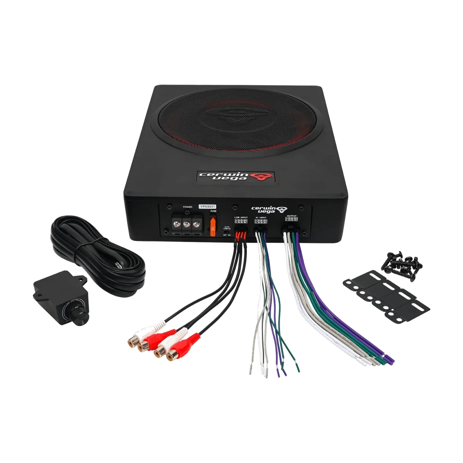 8" POWERED SLIM SUBWOOFER ENCLOSURE WITH 4 CH OUTPUT FOR ADDTIONAL SPEAKERS - VPAS841