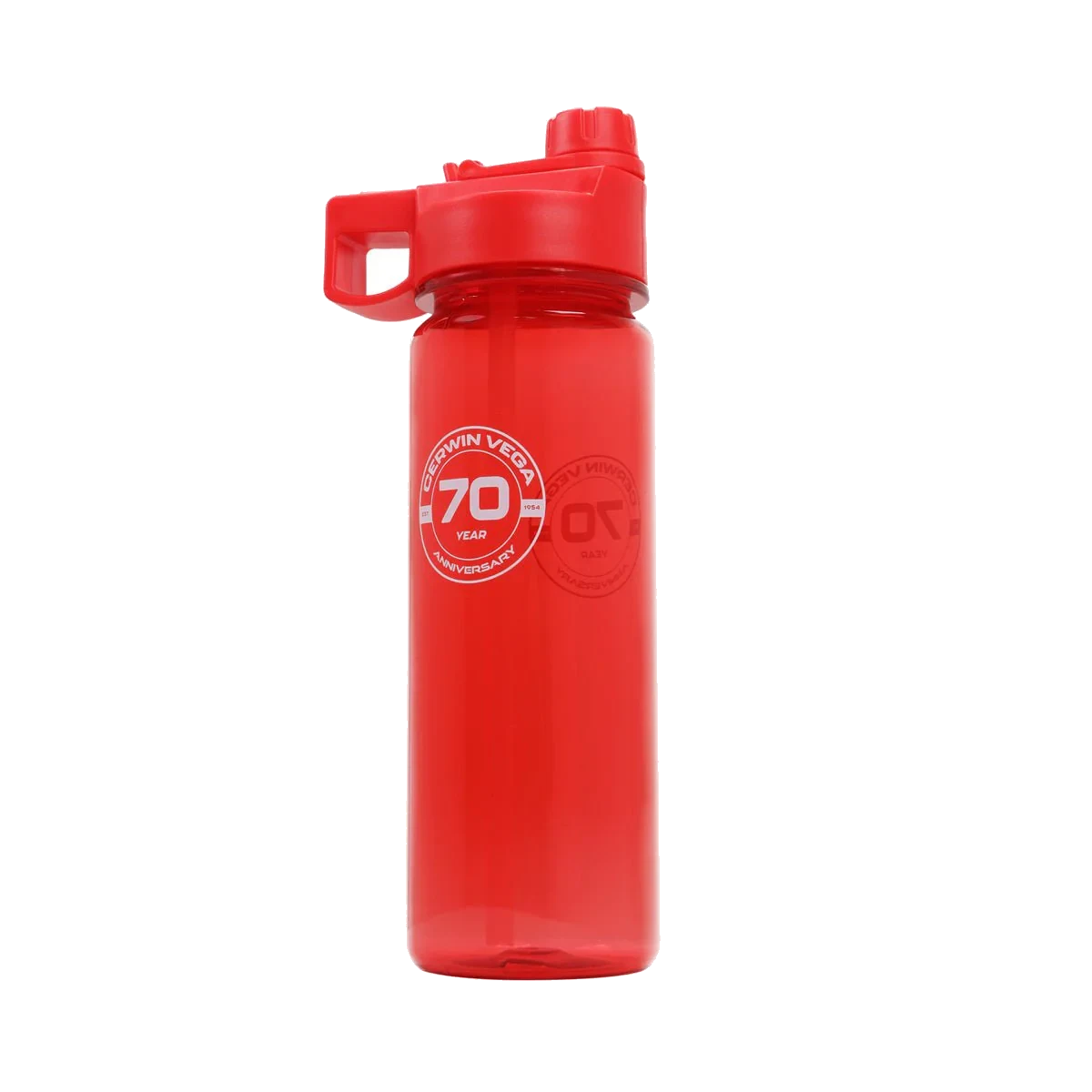 Cerwin-Vega 70th Anniversary Commemorative Plastic Water Bottle - 24 oz, Leakproof -Red - 24OZ