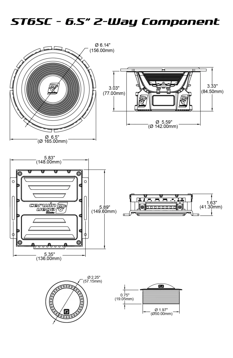 Stroker Series 6.5" 2-Way Component Speaker Set - ST65C