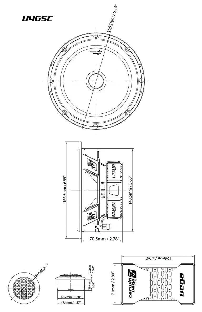 Vega Series 6.5" 2-Way Component Speaker Set - V465C