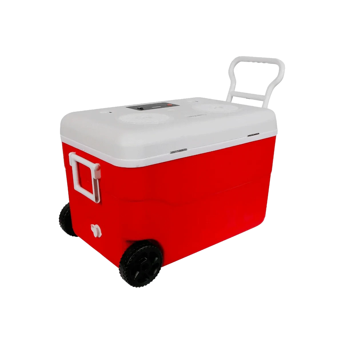 55QT Red Cooler with 6.5" 2-Way Marine Built-In Speakers, BT Streaming, Phone Charger, 10hr Battery - CVC65R