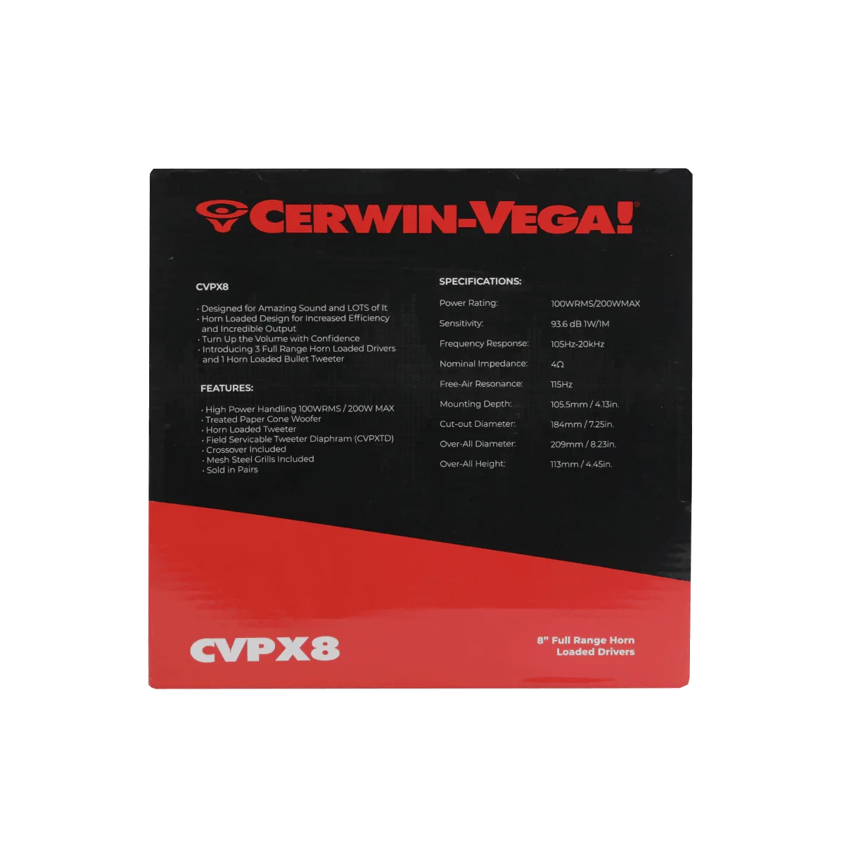 CVPX8 - CVPX Series 8" 2-Way Full Range Speaker w/Horn Tweeter