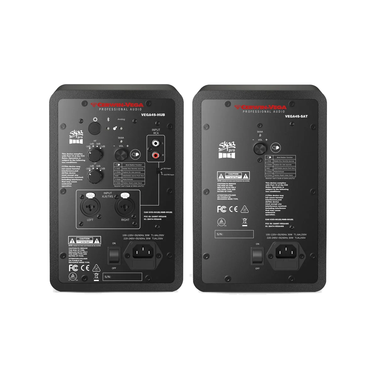 VEGA4SB-PR 4” 2-WAY STUDIO MONITOR PAIR (HUB/SAT)