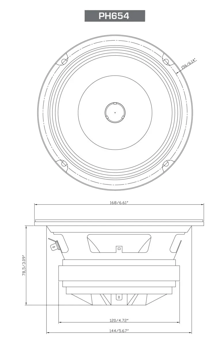 PRO Series 6.5" 2-Way Full-Range Coax Horn Speakers - PH654