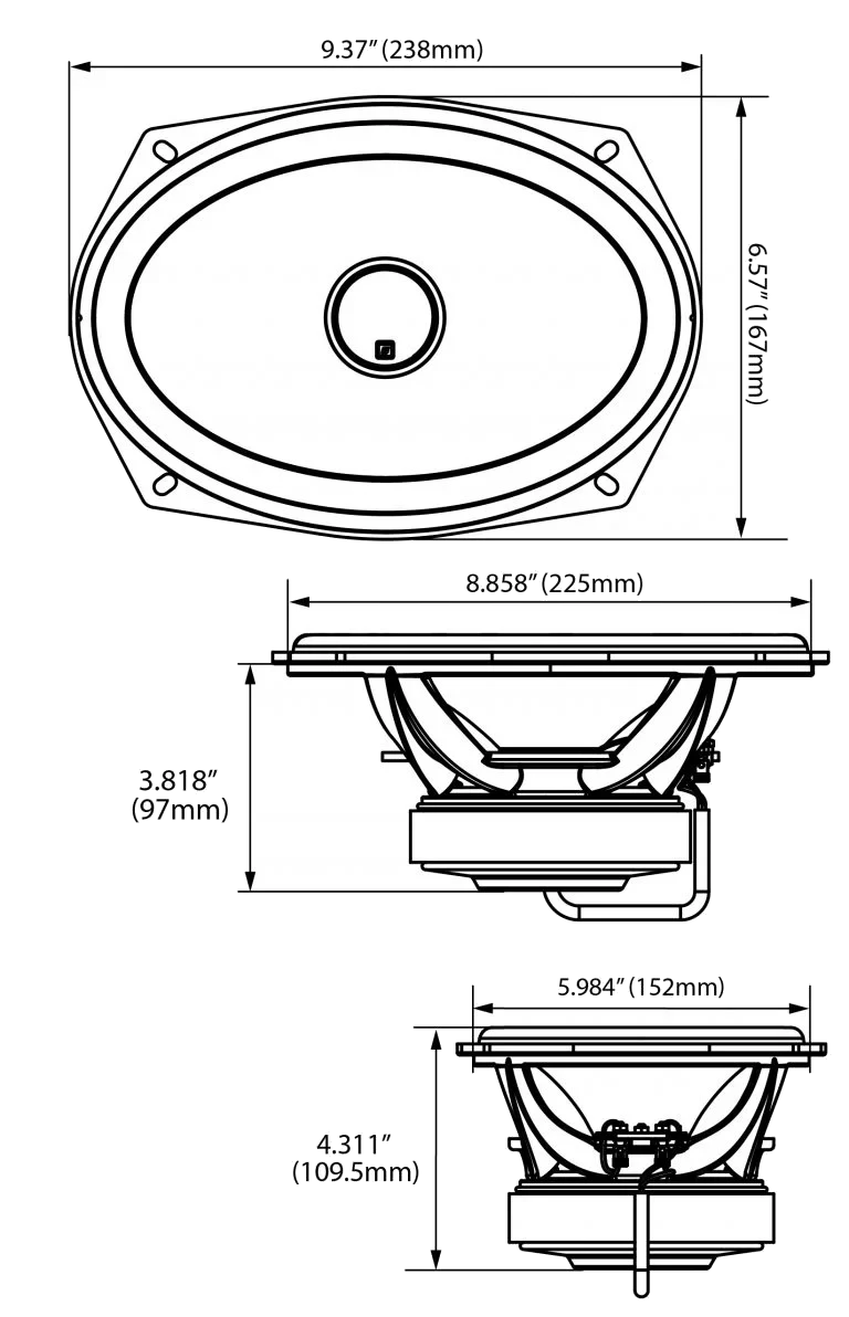 Stroker 6"x9” 2-Way Coax Speakers W/Titanium Dome Tweeter (4Ω) - ST69CX
