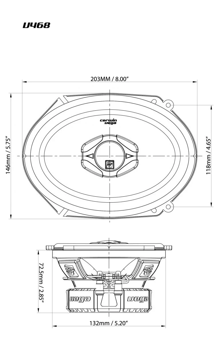 Vega Series 2-Way Coaxial Speakers W/1" Titanium Tweeter