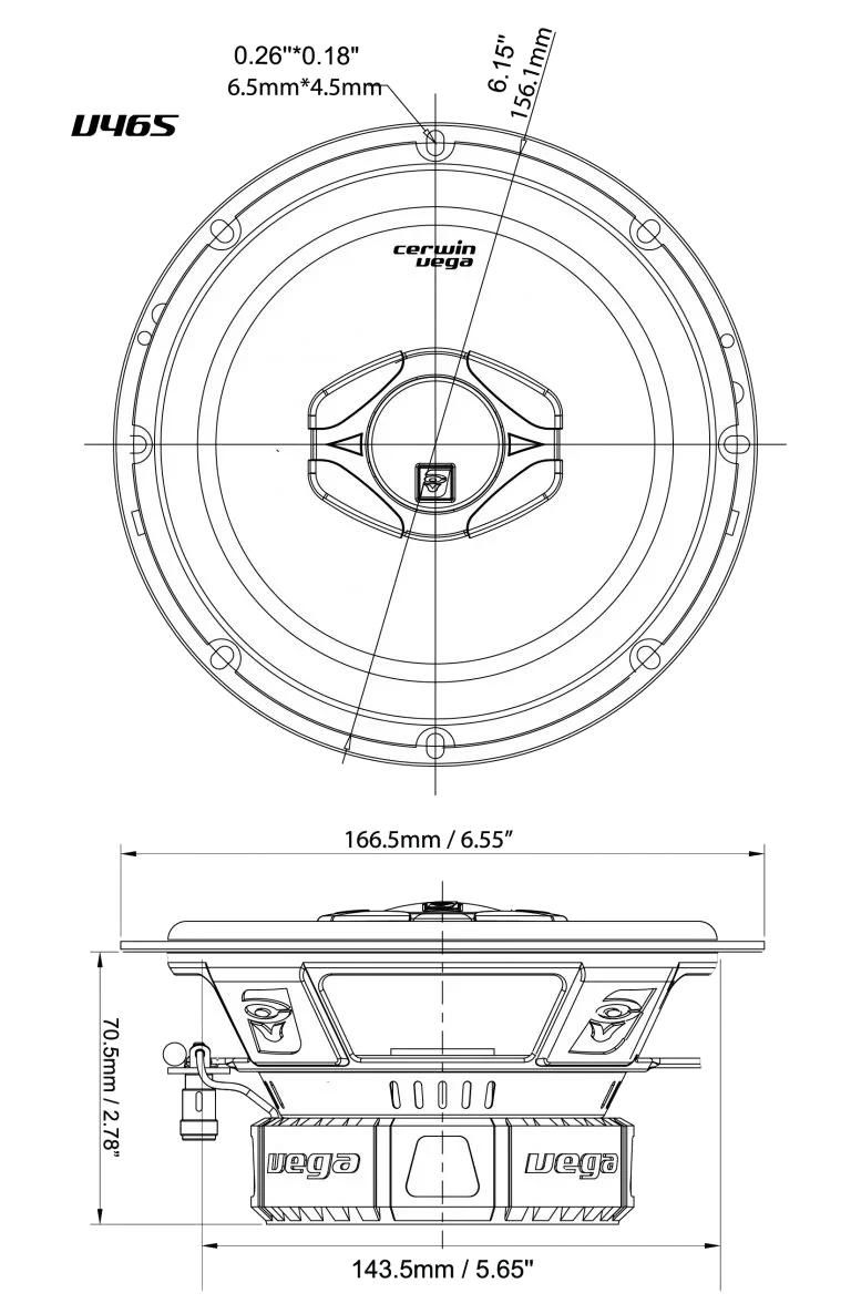Vega Series 2-Way Coaxial Speakers W/1" Titanium Tweeter
