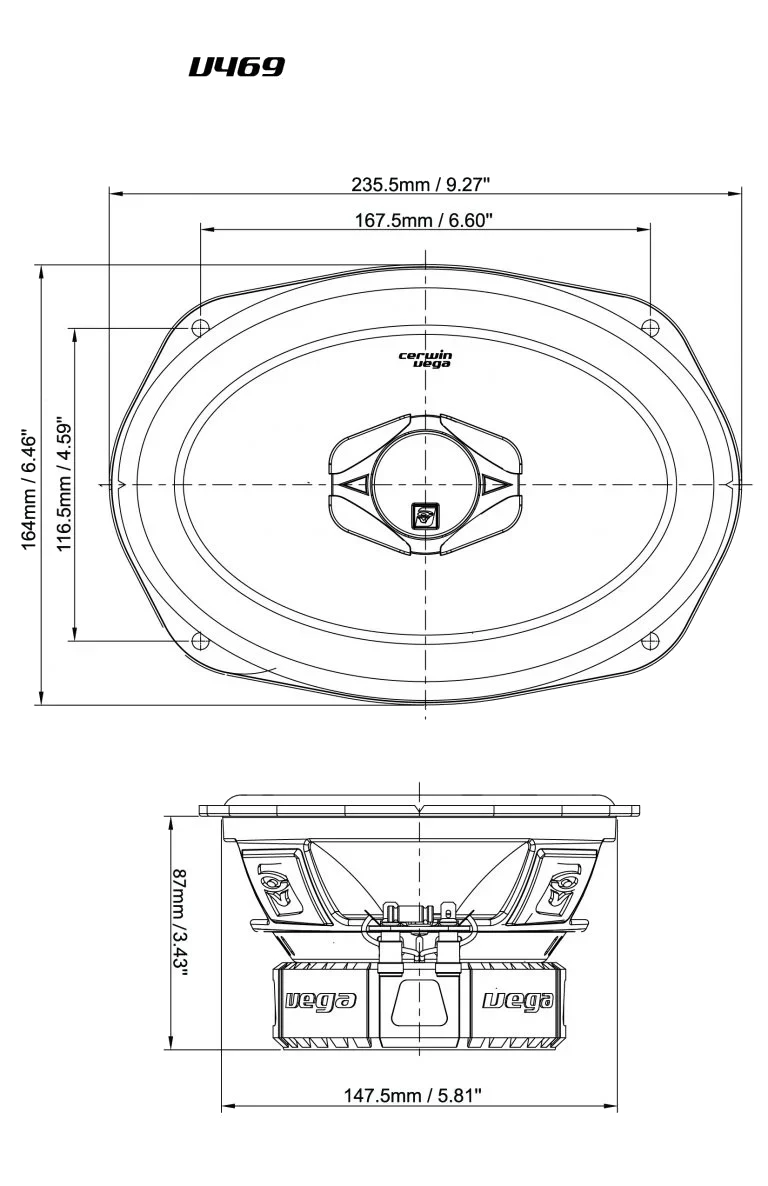 Vega Series 2-Way Coaxial Speakers W/1" Titanium Tweeter