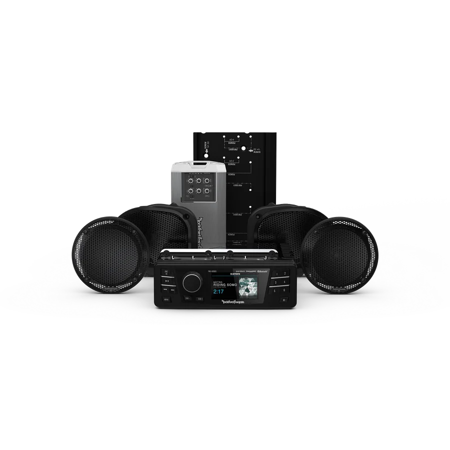 1998-2013 Harley-Davidson® Road Glide® Ultra Source Unit, 4 Speaker & Amp Kit (Gen-2)