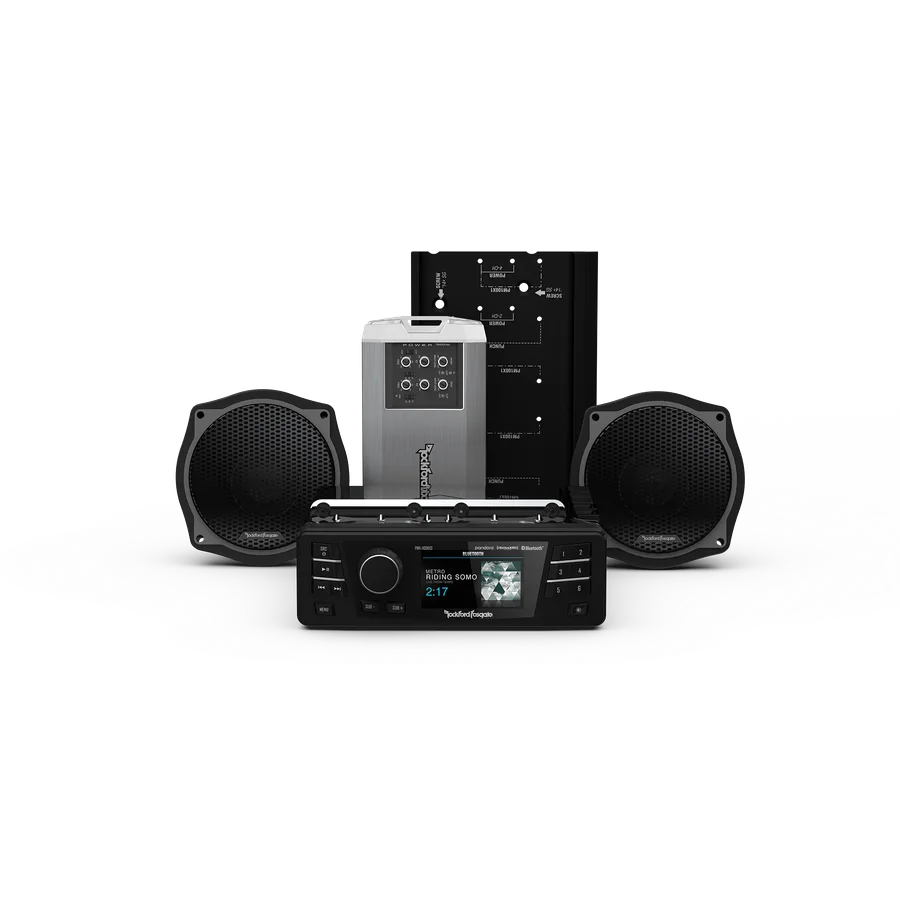 1998-2013 Harley-Davidson® Street Glide® Source Unit, 2-Speaker & Amp Kit (Gen-2)