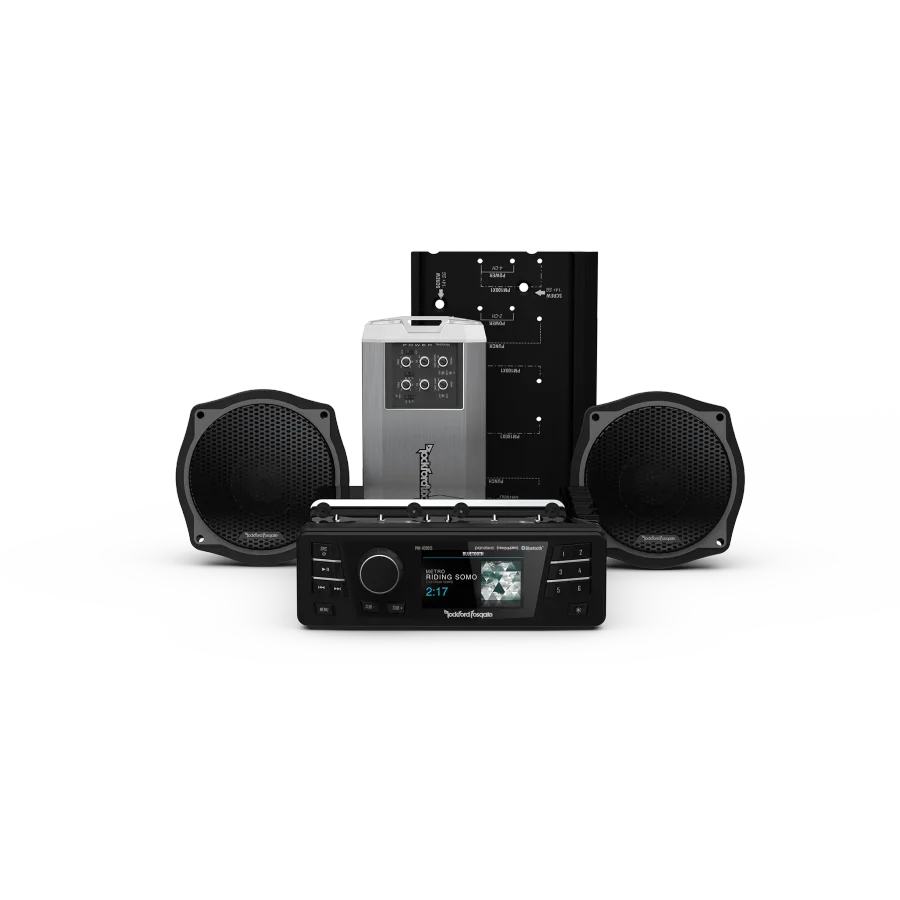 1998-2013 Harley-Davidson® Street Glide® Source Unit, 2-Speaker & Amp Kit (Gen-2)