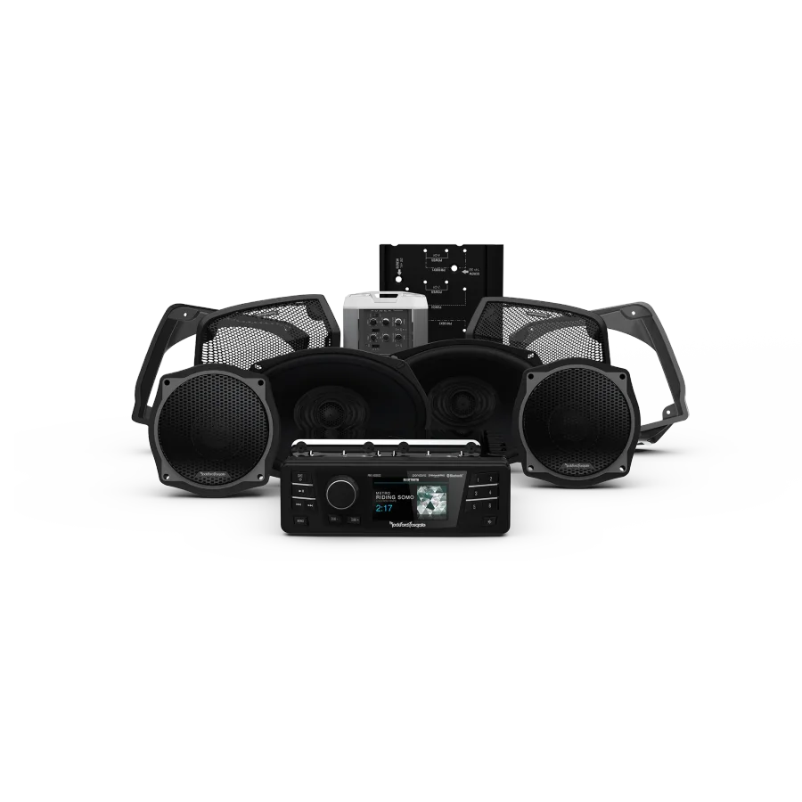 1998-2013 Harley-Davidson® Street Glide® Source Unit, 4-Speaker & Amp Kit (Gen-2)