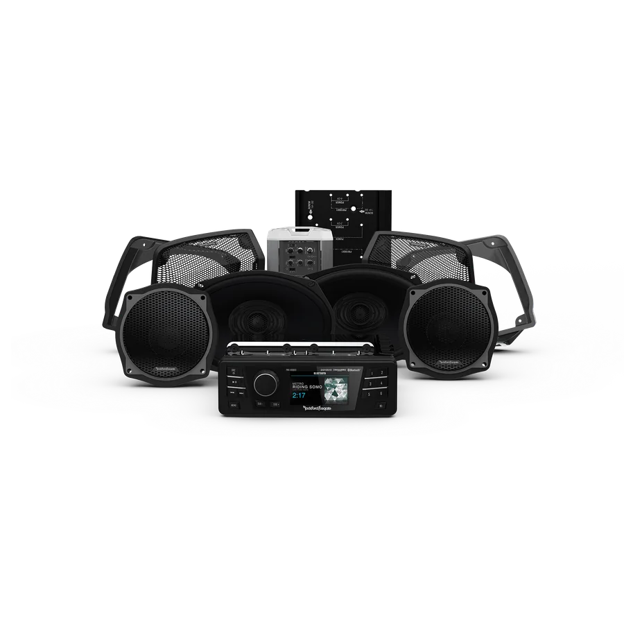 1998-2013 Harley-Davidson® Street Glide® Source Unit, 4-Speaker & Amp Kit (Gen-2)