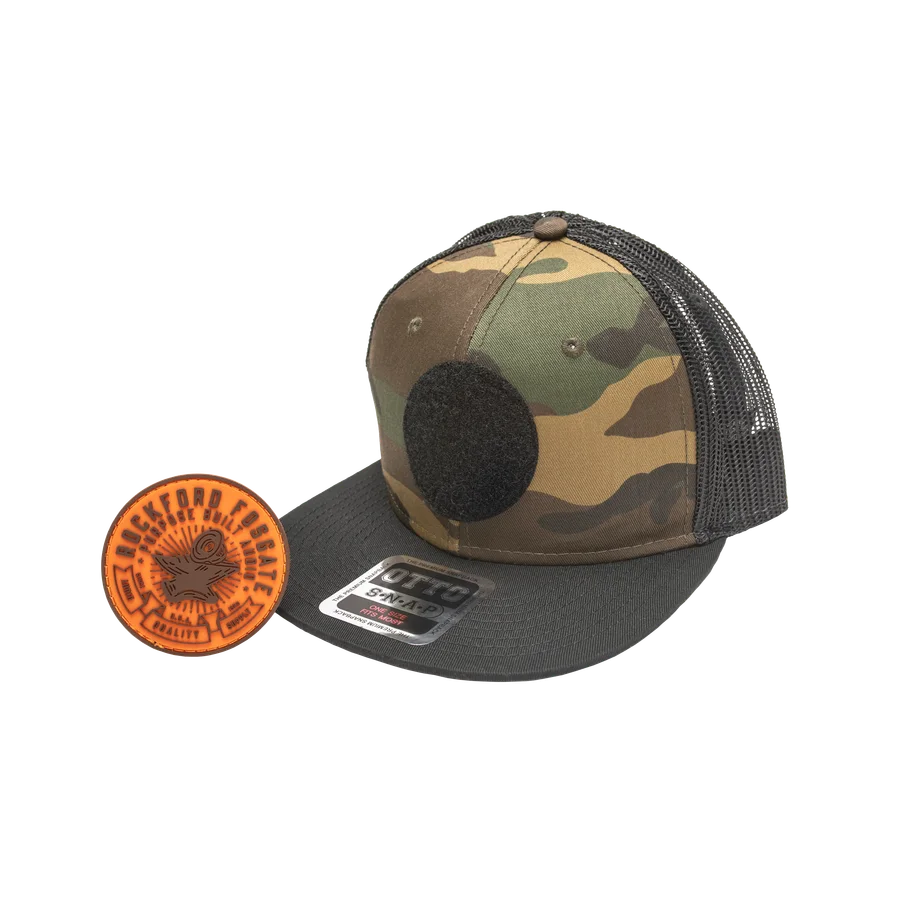 Camo Snapback Hat w/ Rubber Velcro Patch