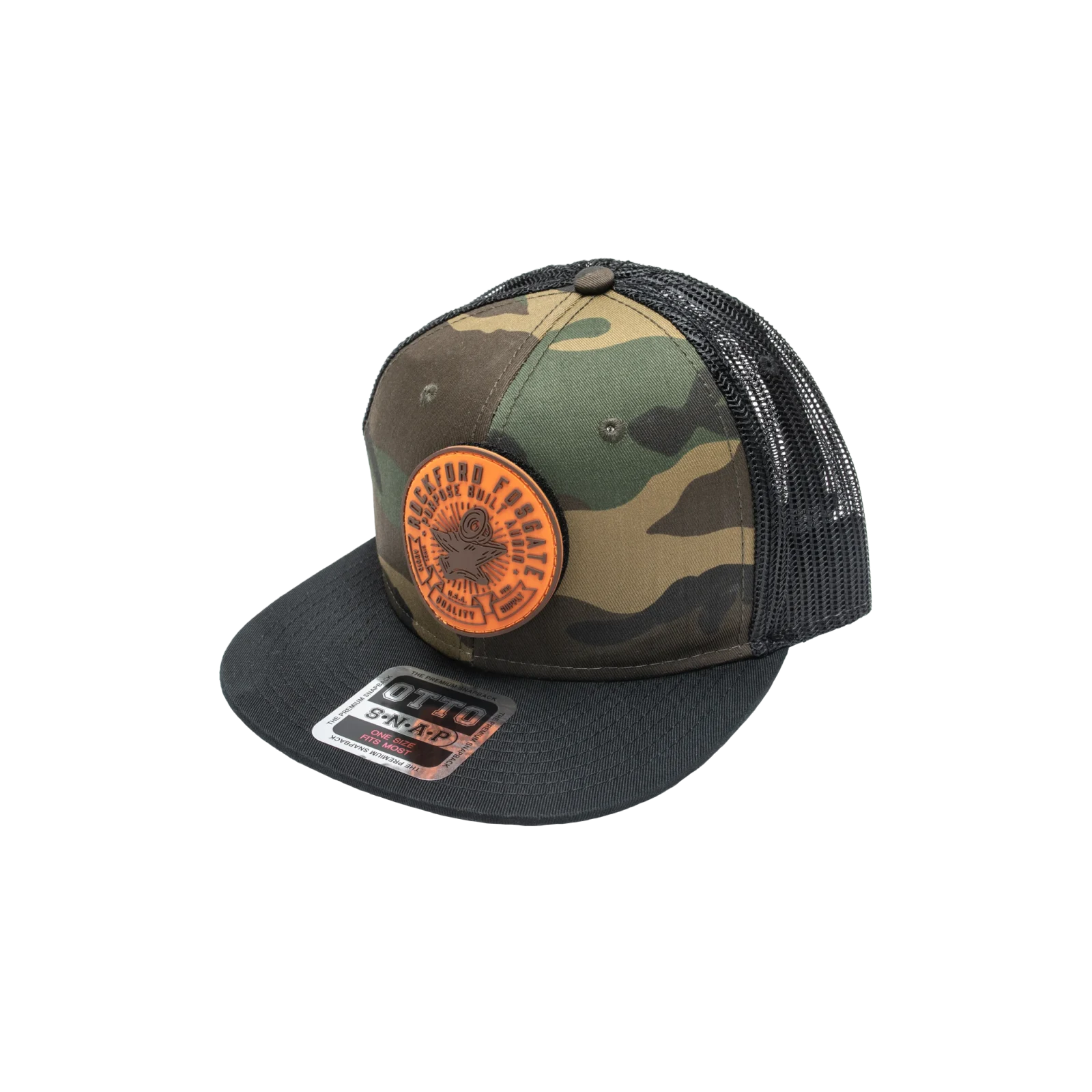 Camo Snapback Hat w/ Rubber Velcro Patch