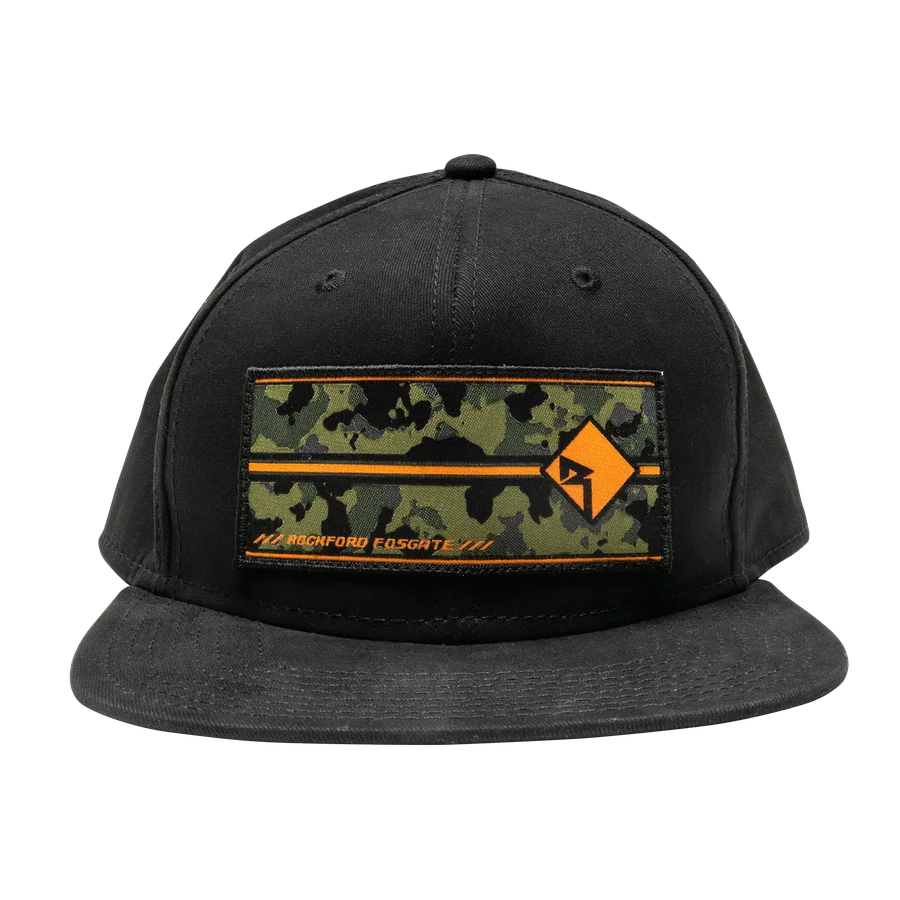 Black Snapback Hat w/ Camo RF Graphic