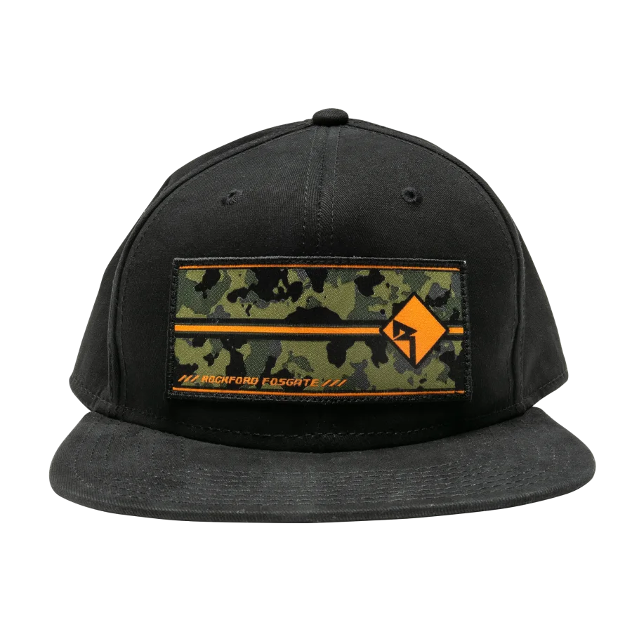 Black Snapback Hat w/ Camo RF Graphic