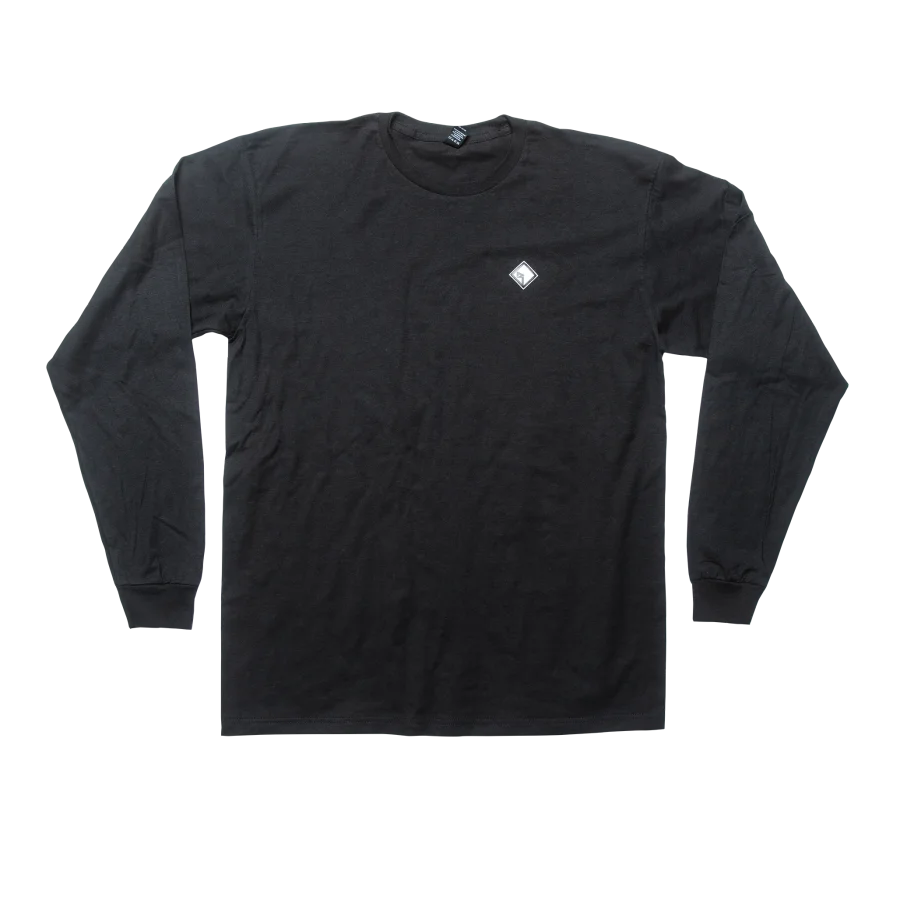 Black Long Sleeve T-Shirt w/ Diamond R Rubber Patch-XXL