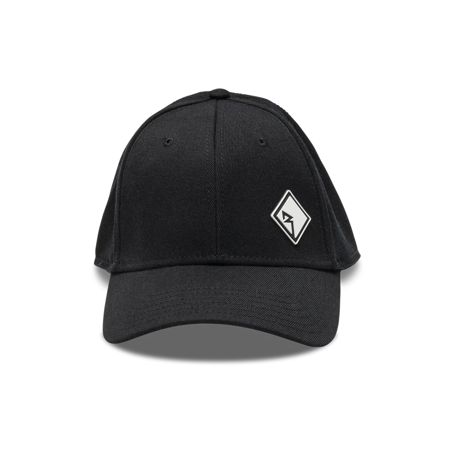 Black Flex-Fit Curved Bill w/ Rubber Sewn-on Patch – S/M