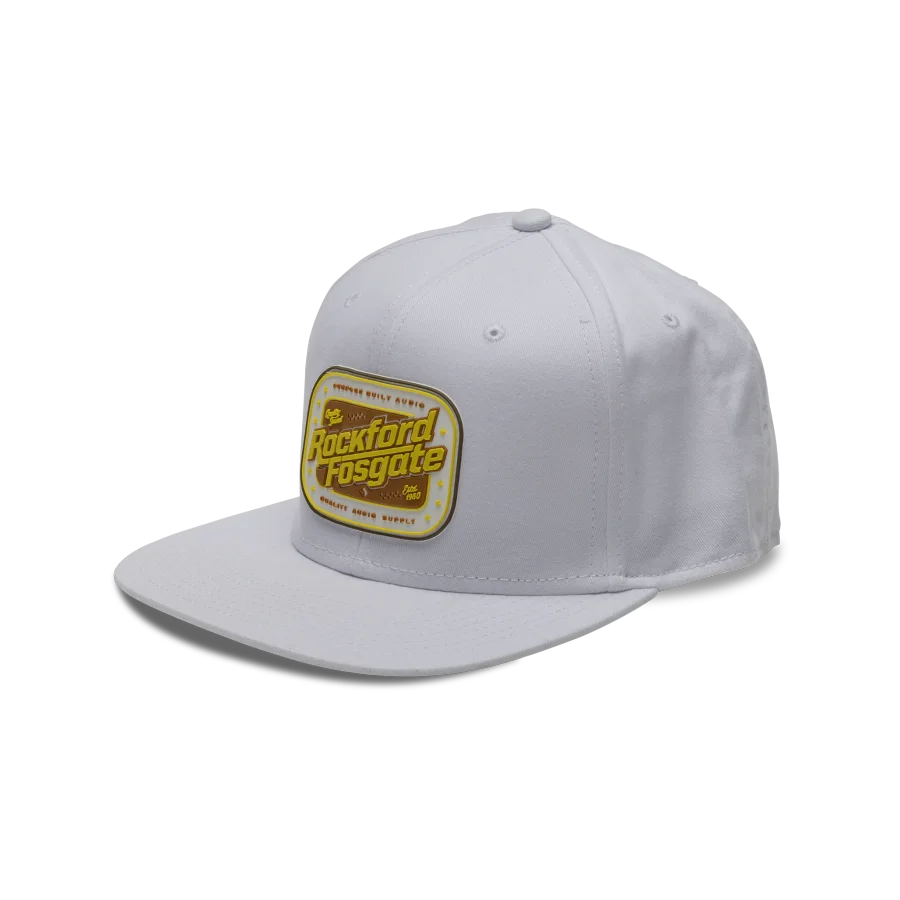 White Flex Snapback w/ Rubber Sewn-On Patch