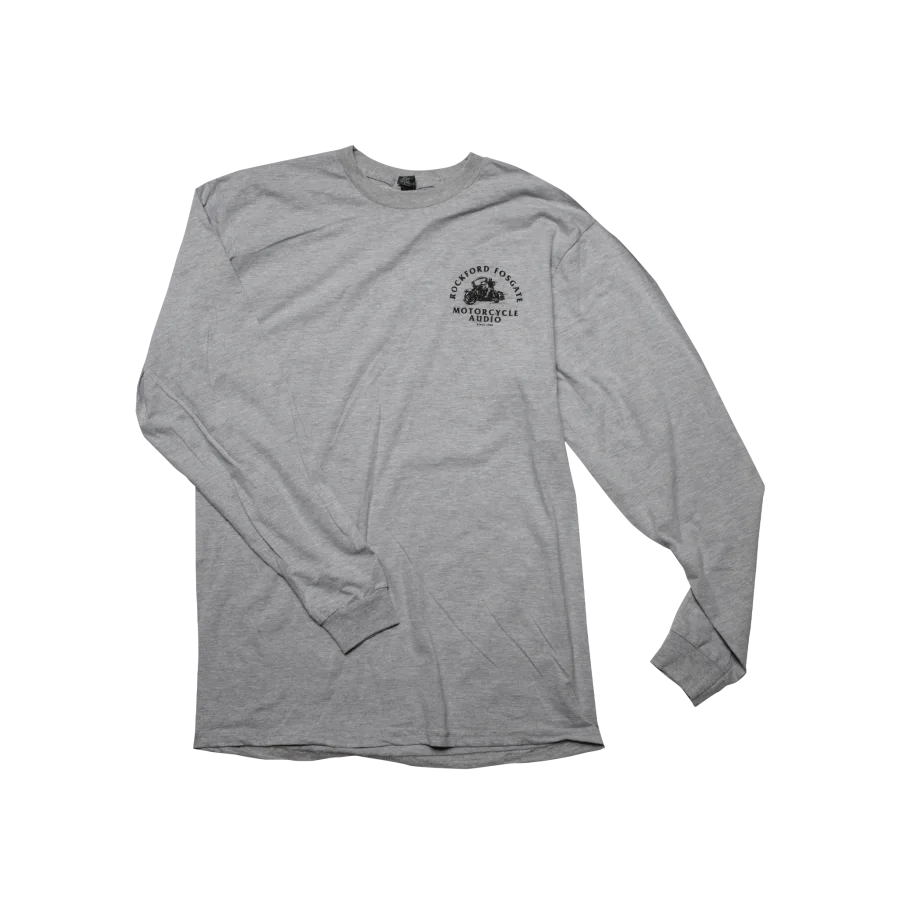 Heather Gray Long Sleeve with Motorcycle Graphic-M