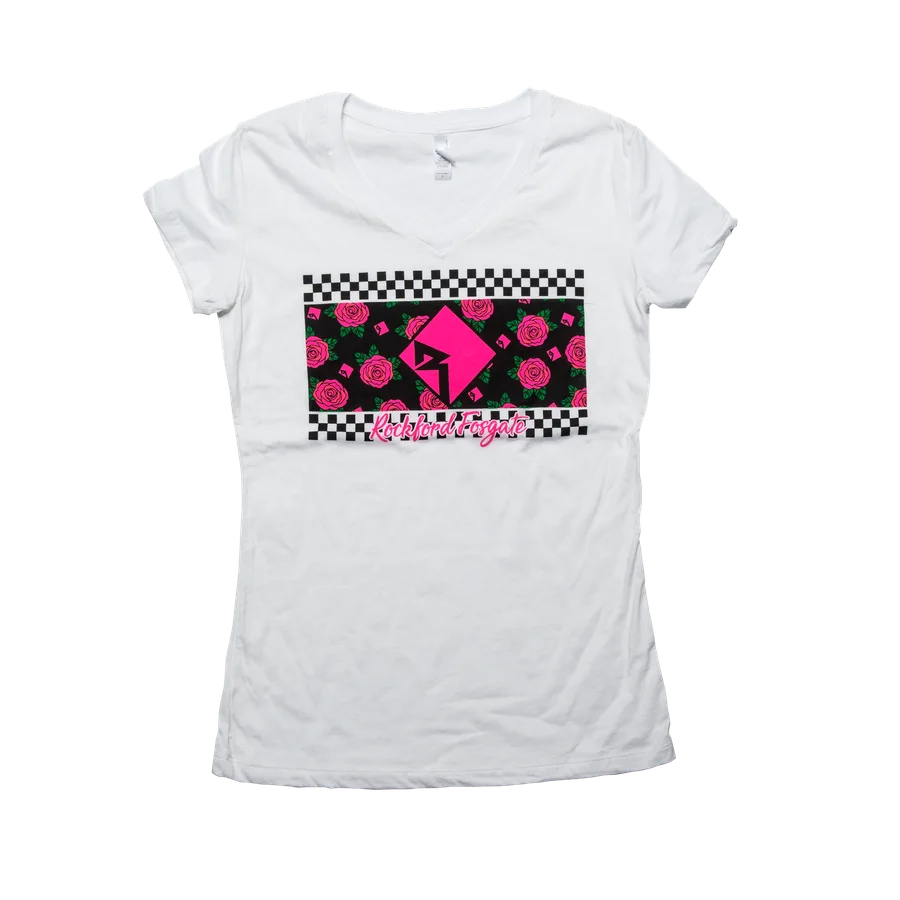 White Ladies T-Shirt w/ Rose Graphic-L