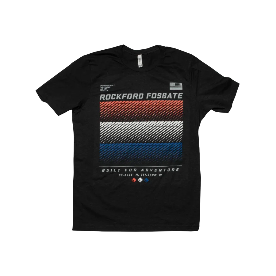 Heather Black T-shirt w/Red White Blue RF graphic-M